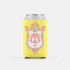 Set Of (2) Seashell Crest, Calypso, Personalized Can Coolers