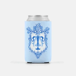 Set Of (2) Seashell Crest, Seashore, Personalized Can Coolers