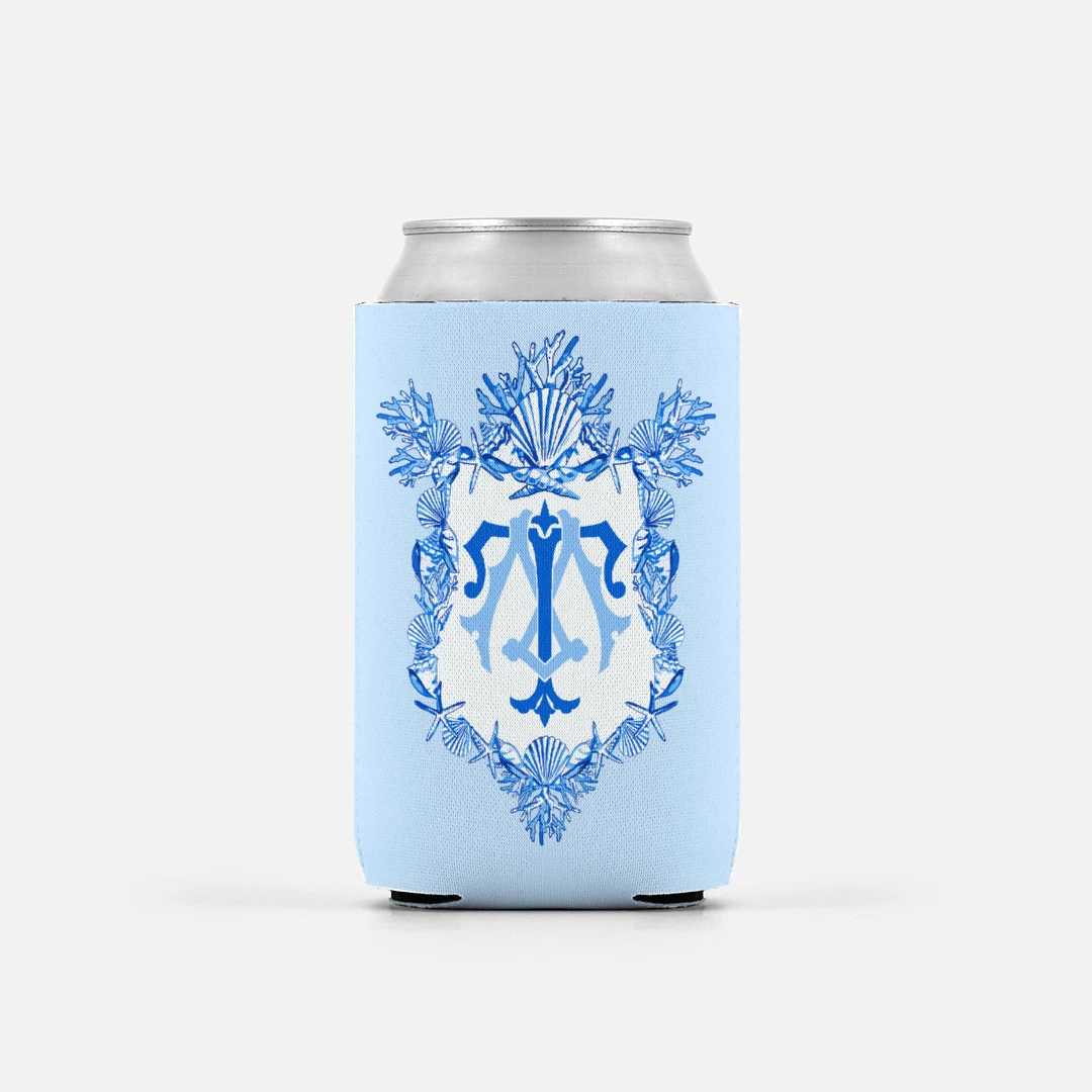 Set Of (2) Seashell Crest, Seashore, Personalized Can Coolers 1 Set Of (2) Seashell Crest, Seashore, Personalized Can Coolers