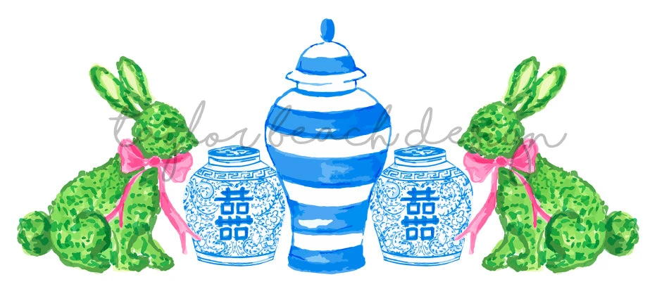 Boxwood Bunnies Porcelain Mug, Blue 2 Boxwood Bunnies Porcelain Mug, Blue - Image 2