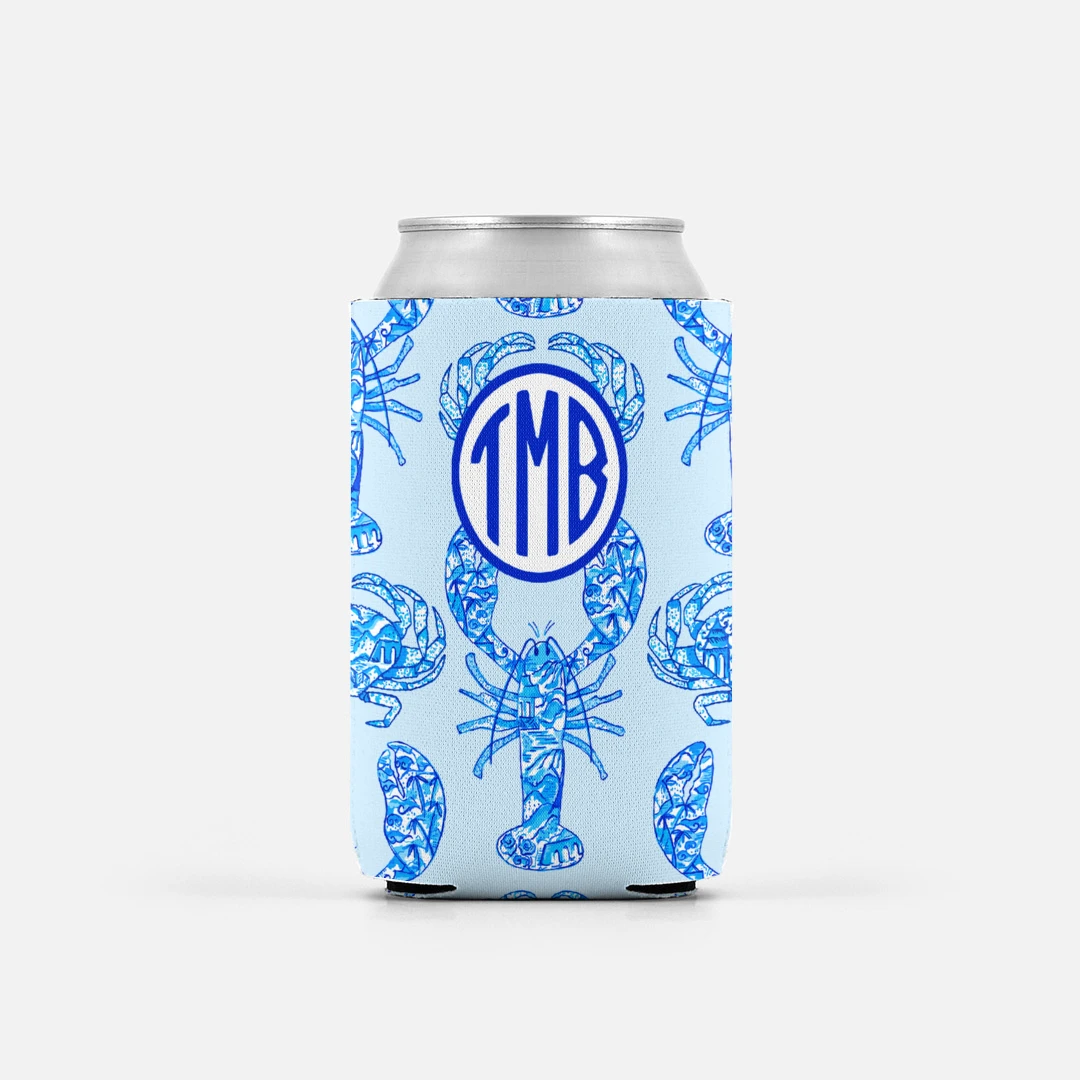 Set Of 2 Chinois Lobsters & Crabs, Seashore, Personalized Can Coolers 1 Set Of 2 Chinois Lobsters & Crabs, Seashore, Personalized Can Coolers