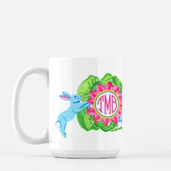 Bunnies & Cabbage Easter Personalized Porcelain Mug