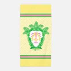 Tropical Palm Leaf Custom Crest, Daybreak, Beach Towel