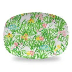 Bunnies In The Garden Melamine Platter