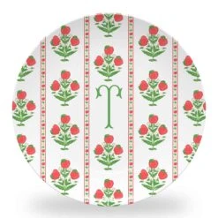 Apple Block Print Single Personalized 10" Dia. Single Melamine Plate