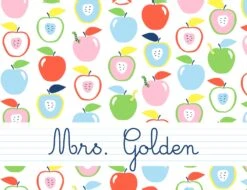 Apple Orchard Personalized Folded Note Cards, Crisp White