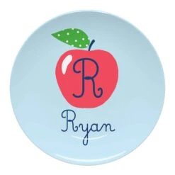 A Is For Apple Personalized 10" Dia. Single Melamine Plate, Blue Skies