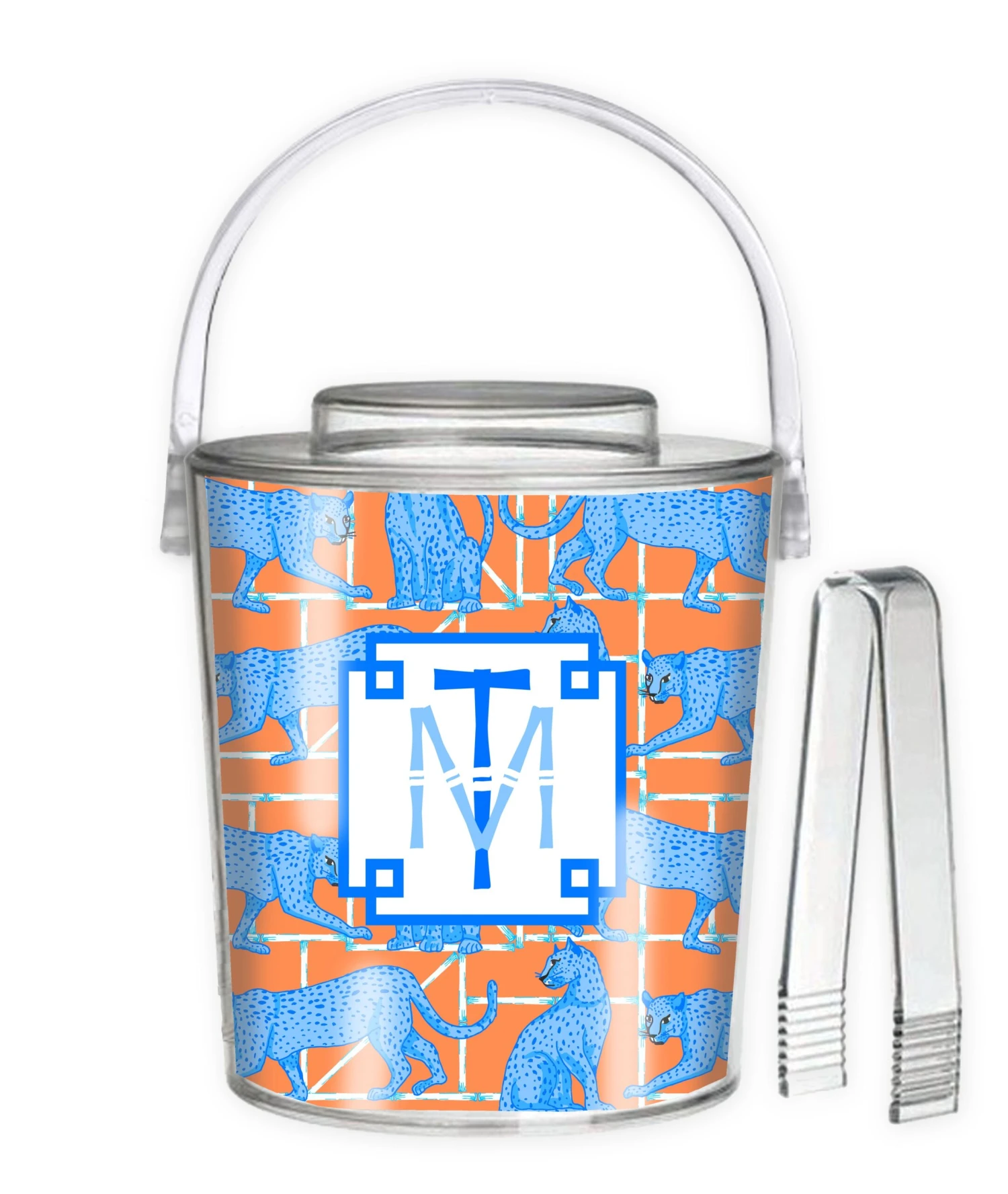 Leopards & Lattice, Tobacco, 3 Qt. Acrylic Ice Bucket 1 Leopards & Lattice, Tobacco, 3 Qt. Acrylic Ice Bucket