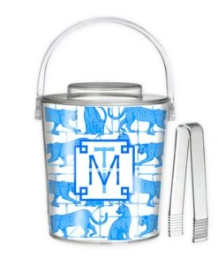 Leopards & Lattice, Indigo, 3 Qt. Acrylic Ice Bucket