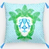 Tropical Palm Leaf Crest, Salt Water, Euro Pillow & Insert, 26"x26"