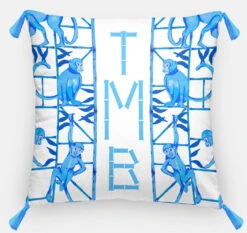 Monkey Trapeze Trellis, Azure, Euro Pillow & Insert, 26"x26"