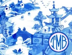 Blue Willow-Inspired Personalized Folded Note Cards