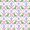 Boxwood Bunnies Chinoiserie Easter Paper Tear-away Placemat Pad, Pink