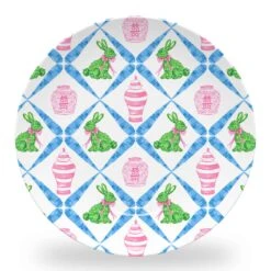 Boxwood Bunnies Set Of (4) 10" Dia. Easter Melamine Plates