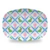 Boxwood Bunnies Chinoiserie Easter Melamine Platter, Blue