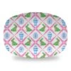 Boxwood Bunnies Chinoiserie Easter Melamine Platter, Pink