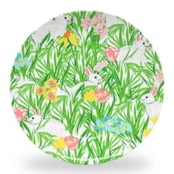 Bunnies In The Garden Set Of (4) 10" Dia. Easter Melamine Plates