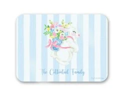 Bunny Bouquet Personalized 16" X 12" Tempered Glass Cutting Board