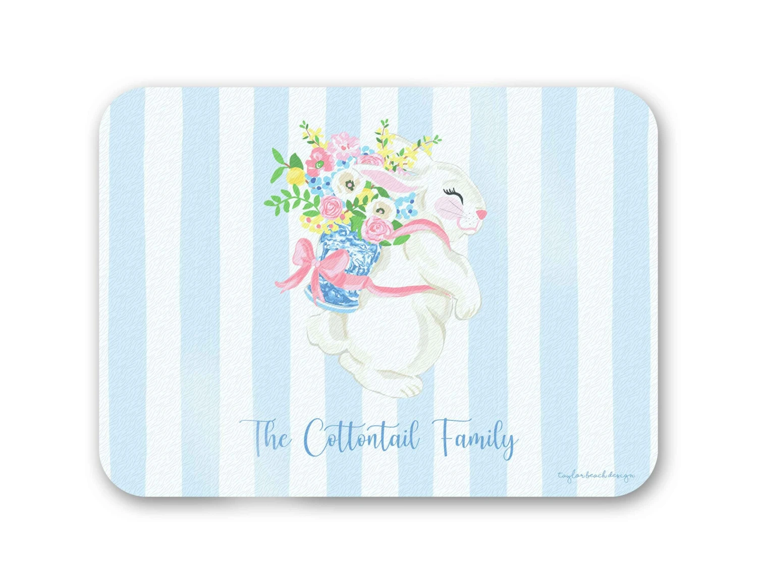 Bunny Bouquet Personalized 16" X 12" Tempered Glass Cutting Board 1 Bunny Bouquet Personalized 16" X 12" Tempered Glass Cutting Board