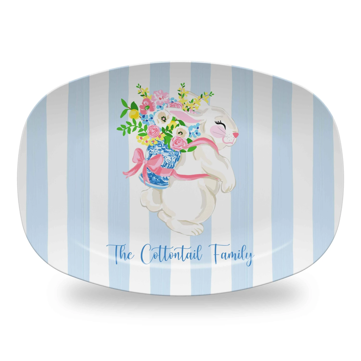 Bunny Bouquet Personalized Easter Melamine Platter 1 Bunny Bouquet Personalized Easter Melamine Platter