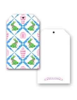 Boxwood Bunnies Easter Hang Tags, Blue