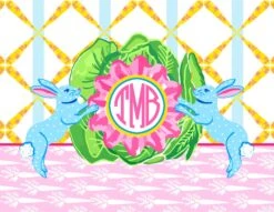 Bunnies & Cabbage Personalized Folded Note Cards