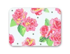 Cabbage Roses 16" X 12" Tempered Glass Cutting Board