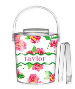Cabbage Roses Personalized Ice Bucket