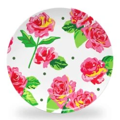 Cabbage Roses Set Of (4) 10" Dia. Melamine Plates