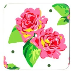 Cabbage Roses 4"x 4" Paper Coasters