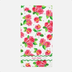 Cabbage Roses Personalized Beach Towel