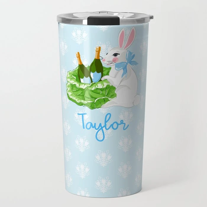 Bubbly Bunny Personalized Travel Tumbler, Robin's Egg 1 Bubbly Bunny Personalized Travel Tumbler, Robin's Egg
