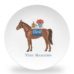 Cheers To Race Day Set Of (4) Personalized 10" Dia. Derby Melamine Plates