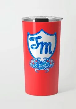 Chinois Crab Crest, Geranium, Stainless Steel Travel Tumbler