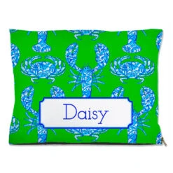Chinois Lobsters & Crabs, Fern, Personalized Pet Bed, (3) Sizes Available