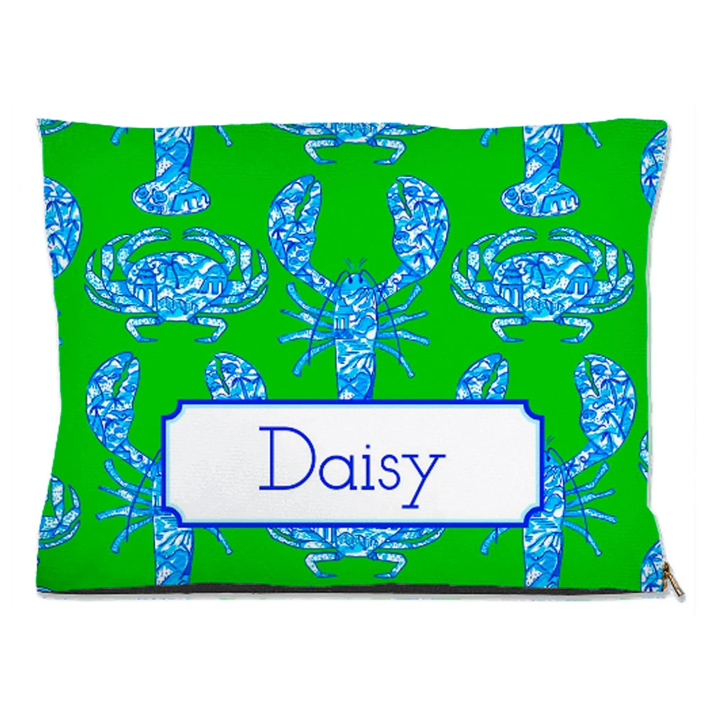 Chinois Lobsters & Crabs, Fern, Personalized Pet Bed, (3) Sizes Available 1 Chinois Lobsters & Crabs, Fern, Personalized Pet Bed, (3) Sizes Available
