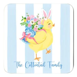 Chinoiserie Chick Personalized 4"x 4" Easter Paper Coasters
