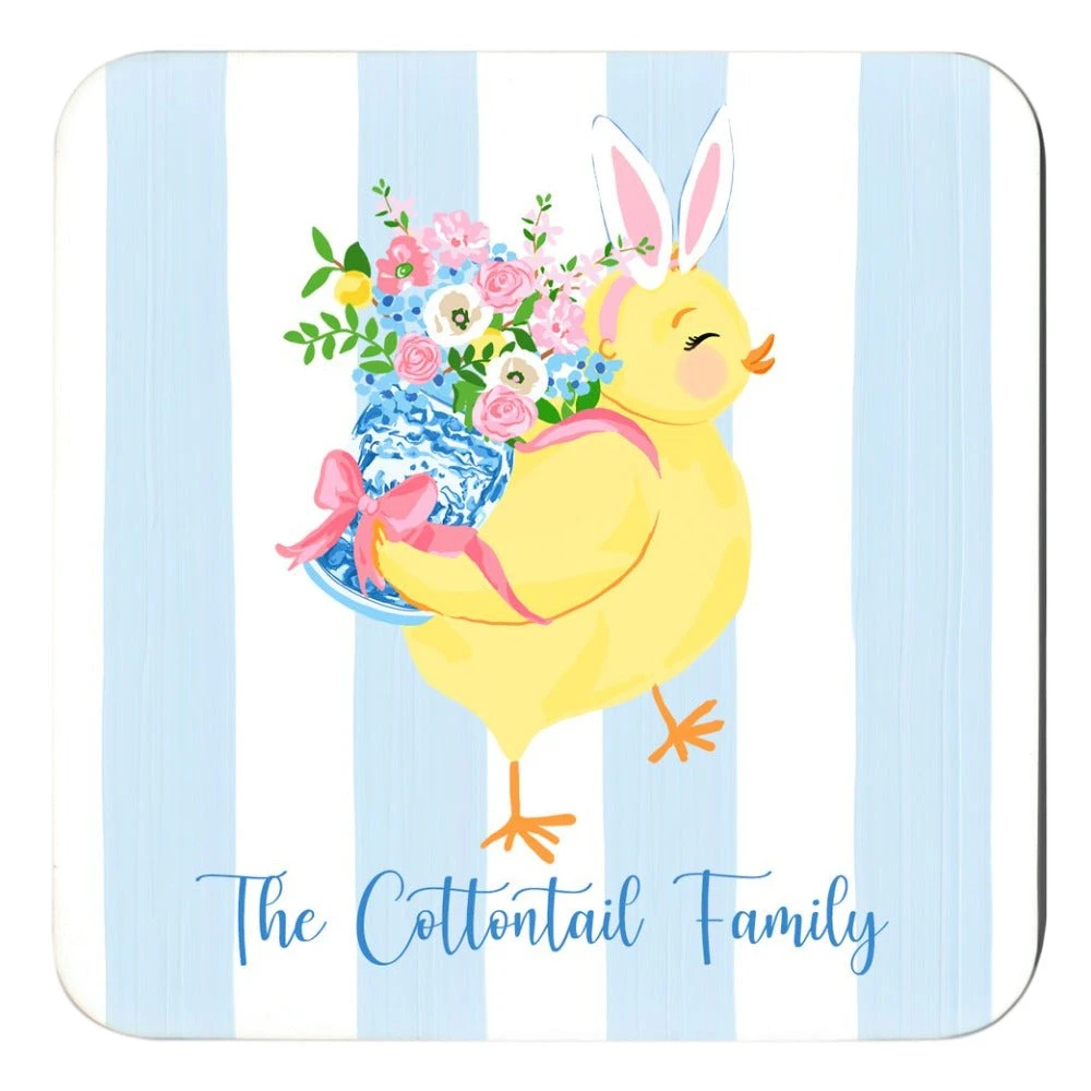 Chinoiserie Chick Personalized 4"x 4" Easter Paper Coasters 1 Chinoiserie Chick Personalized 4"x 4" Easter Paper Coasters
