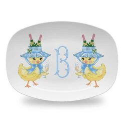 Chirp, Chirp, Cheers! Monogram Easter Melamine Platter