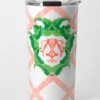 Coral Banana Leaf Crest, Tropicali, Stainless Steel Travel Tumbler