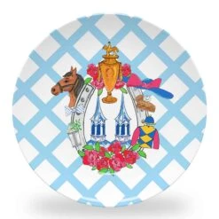 Derby Crest Set Of (4) 10" Dia. Melamine Plates