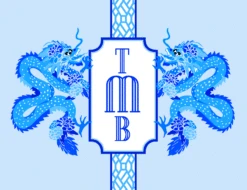 Dragon Crest Personalized Folded Note Cards, Lapis,