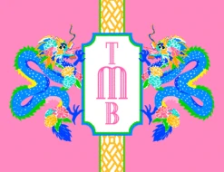 Dragon Crest Personalized Folded Note Cards, Dragon Fruit