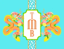 Dragon Crest Personalized Folded Note Cards, Lagoon