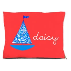 Chinois Sailboat, Geranium, Personalized Pet Bed, (3) Sizes Available