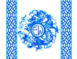 Dapper Dragon, Sapphire, Personalized Folded Note Cards