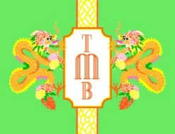 Dragon Crest Personalized Folded Note Cards, Bamboo