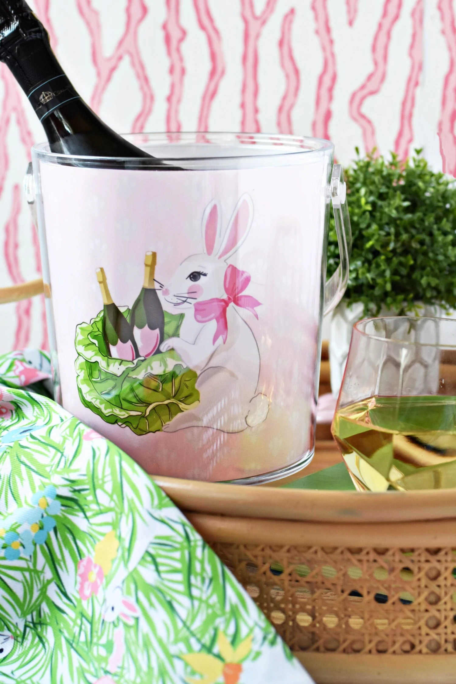 Bubbly Bunny Easter Ice Bucket, Pastel Pink 2 Bubbly Bunny Easter Ice Bucket, Pastel Pink - Image 2