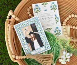 Mughal Blooms Graduation Announcement, Blue -Gift Supplies Store DSC 8968copy2