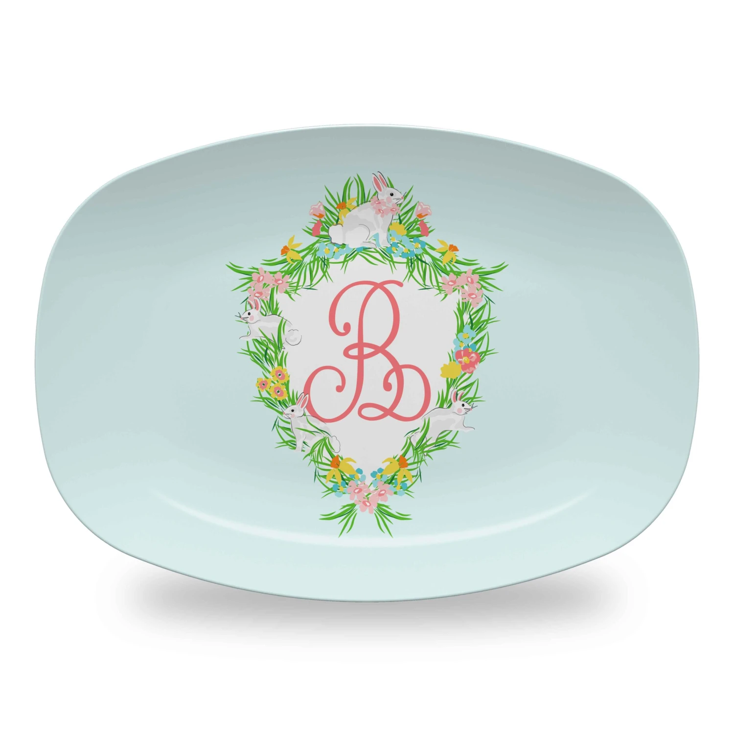 Easter Crest Personalized Melamine Platter, Robin's Egg 1 Easter Crest Personalized Melamine Platter, Robin's Egg